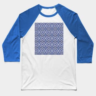 Colorful Turkish Ottoman Iznik Blue White Tile Motif Baseball T-Shirt